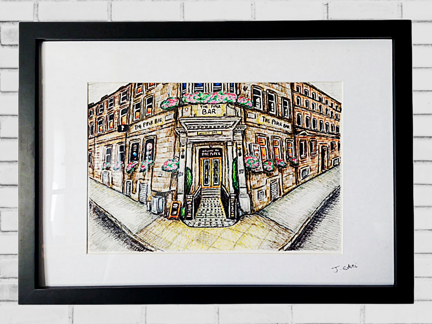 The Piper Bar Glasgow, Framed Art Print