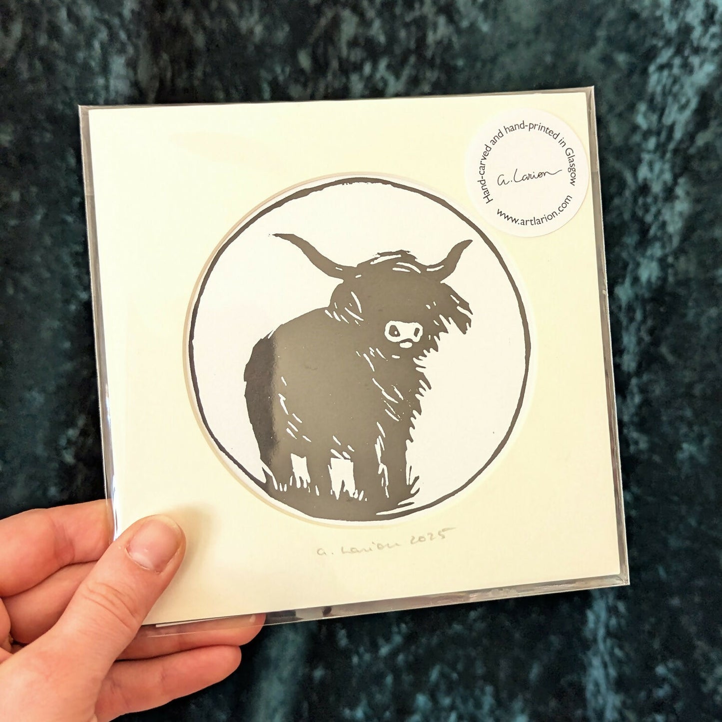 Highland Cow Linocut Print (7)