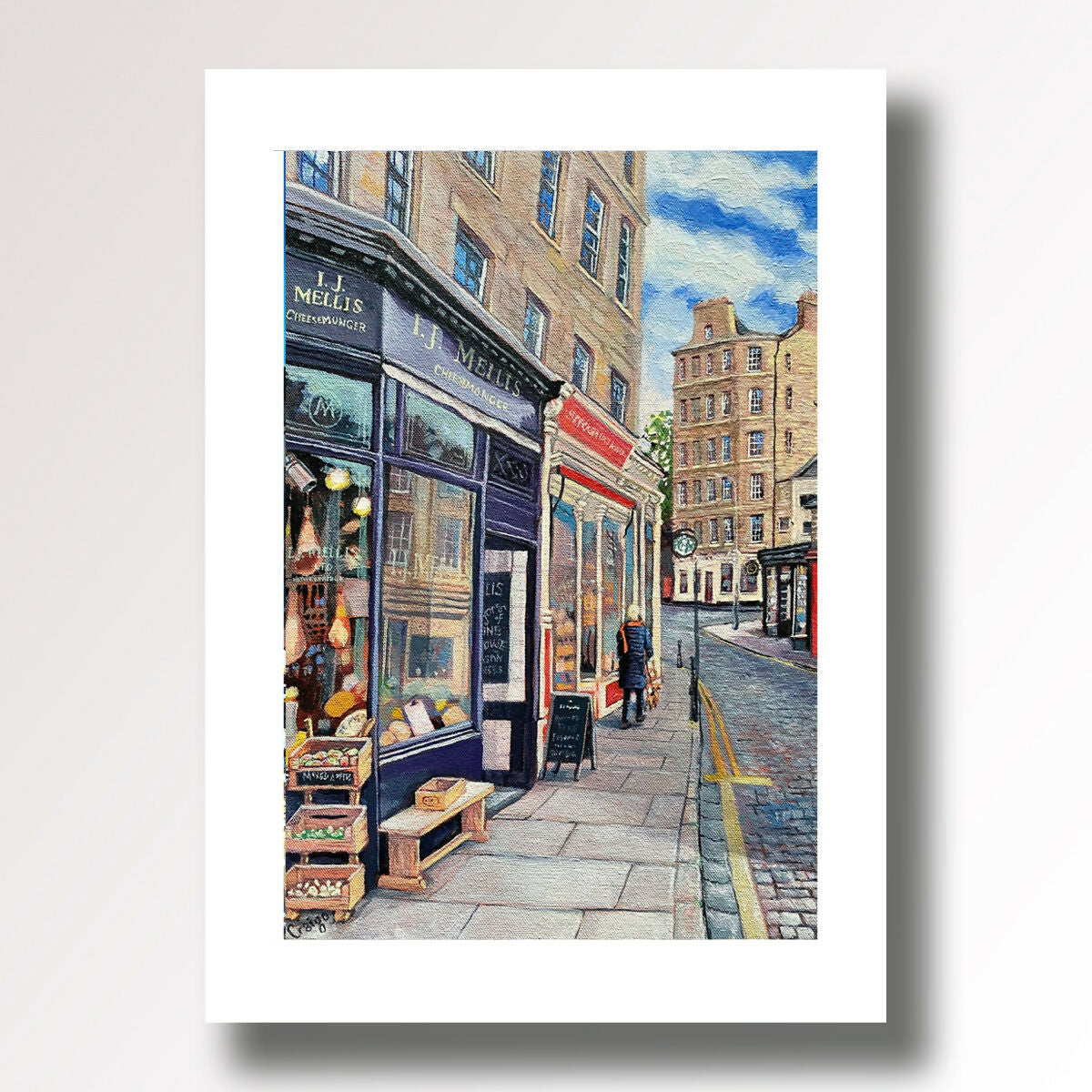 Mellis Cheese, Stockbridge, Bakers Place, Giclee Fine Art Print by Edinburgh Artist Craigo