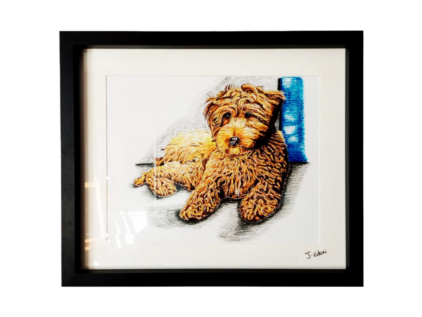 Custom pet portraits framed
