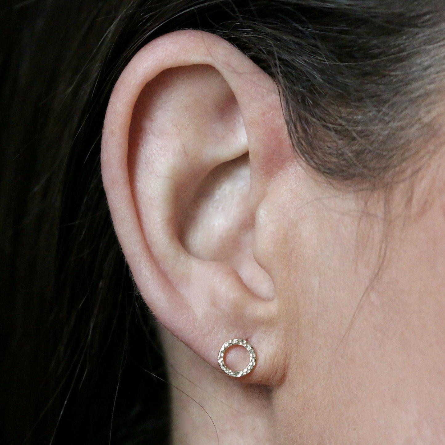 Solid 9ct Yellow Gold Textured Halo Studs