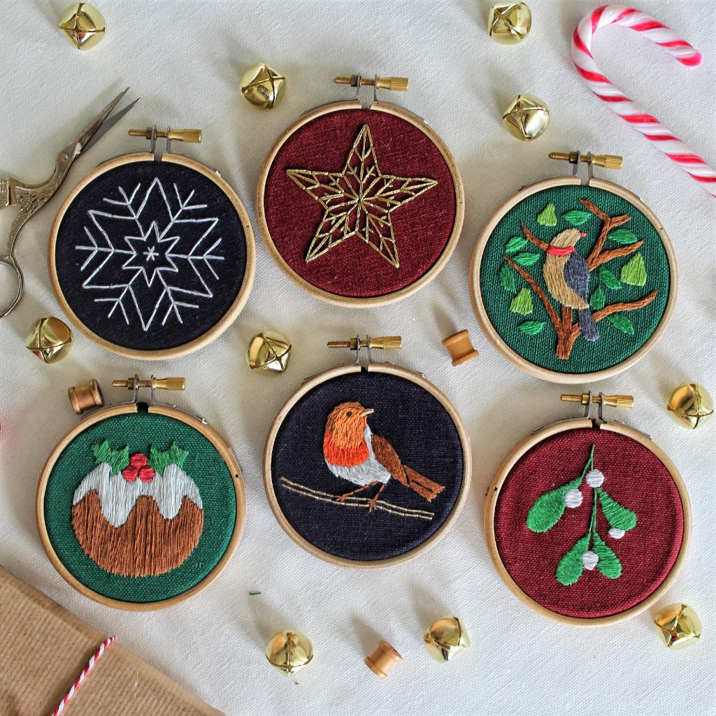 Christmas Bauble Embroidery Kit - Partridge