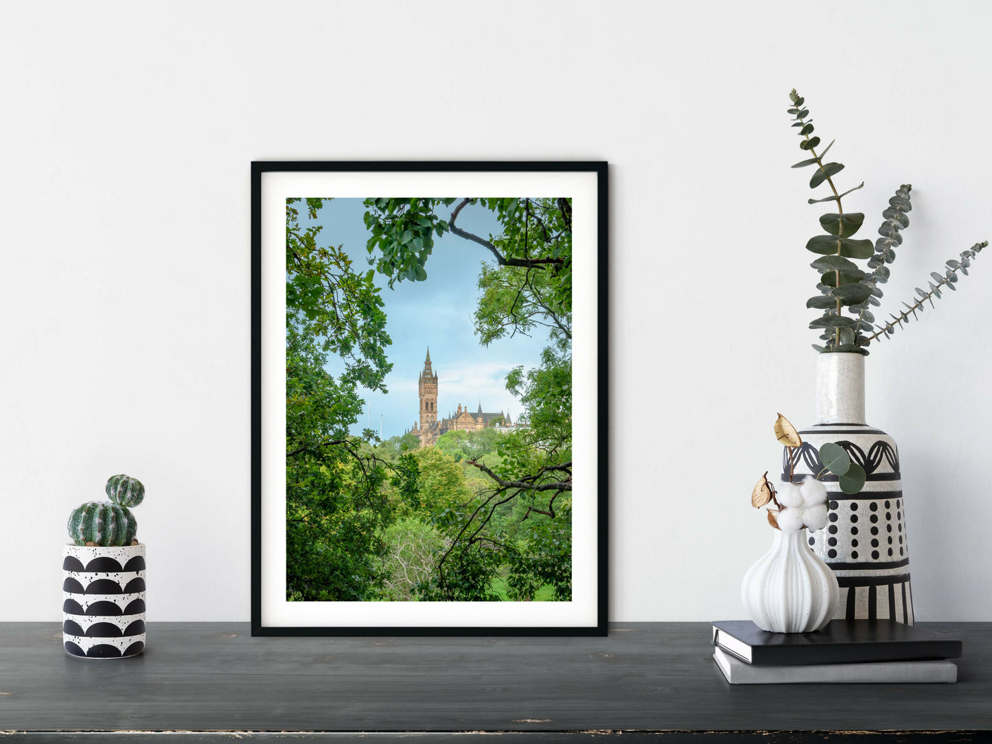 Serene view of Glasgow University fine art print