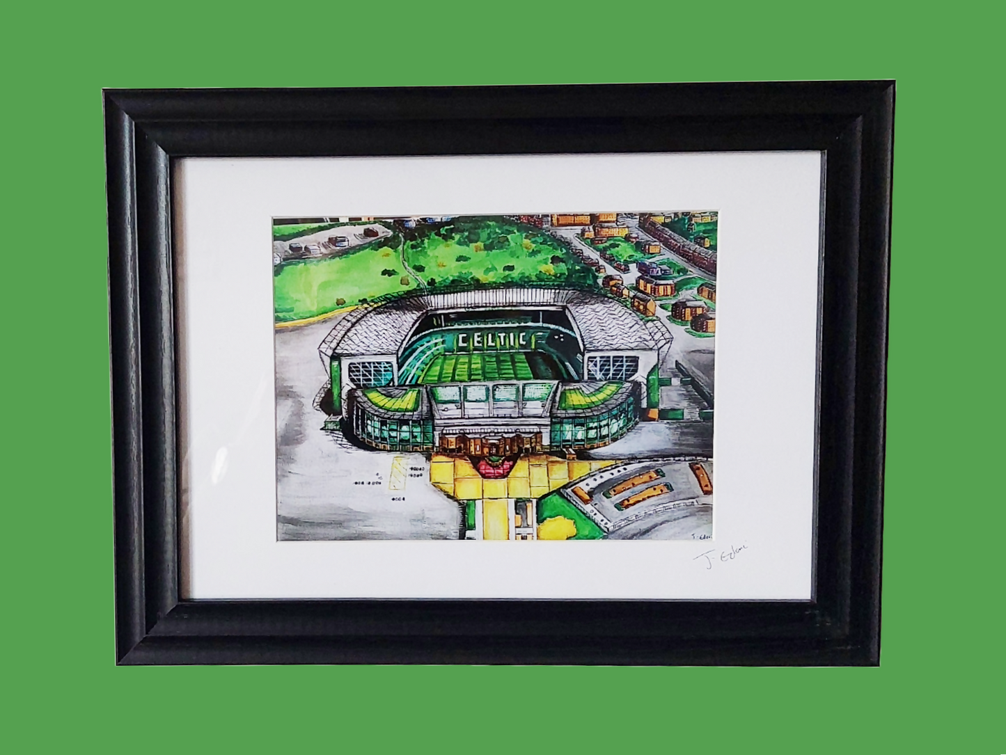 Celtic Park aerial view, football Art Print