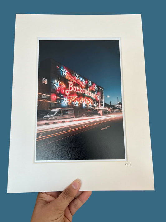 Barrowland light trails signed and mounted print