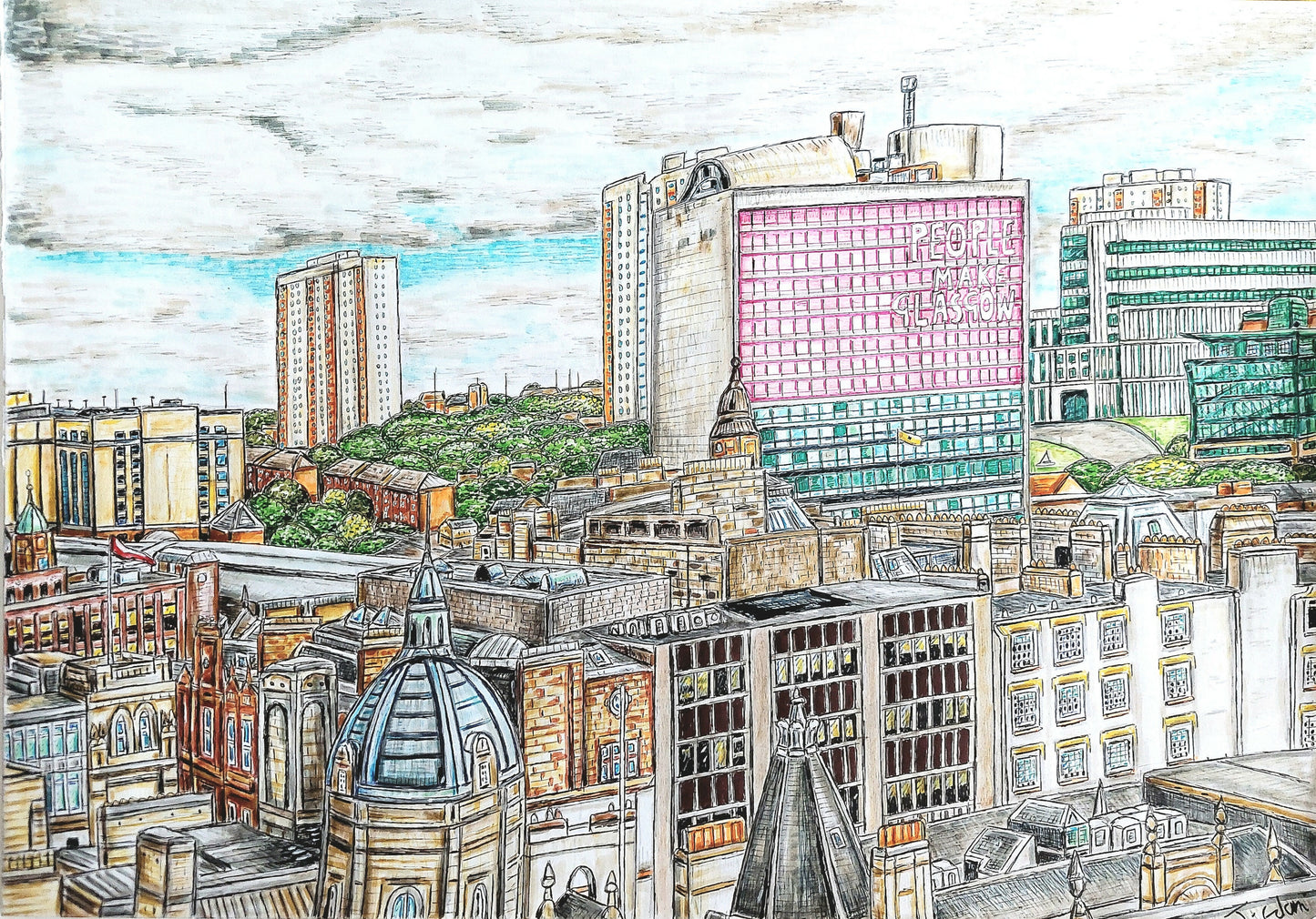 Glasgow Skyline, Framed Art Print