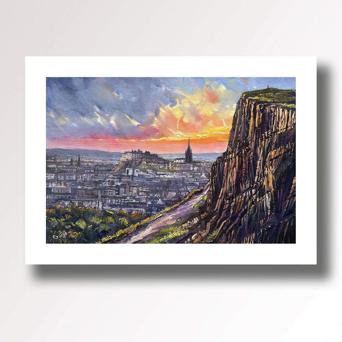 Salisbury Crags, Arthur's Seat, Sunset Edinburgh by Scottish Artist Craigo