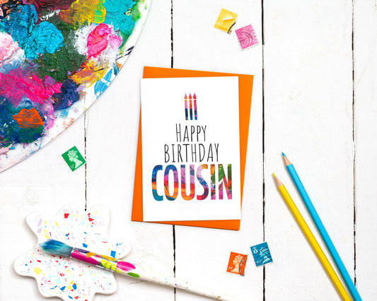 Cousin Birthday Card - Modern and Colourful Birthday Card