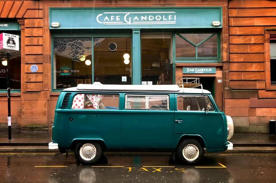 Classic VW Camper, Glasgow Signed Mounted Print
