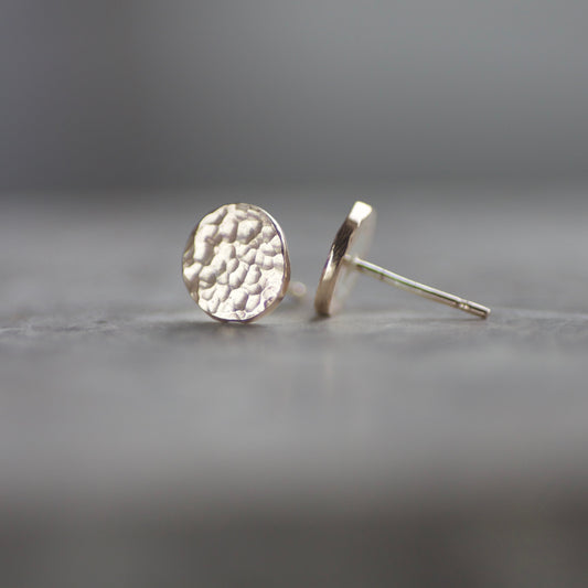 9ct Gold Hammered Disc Studs