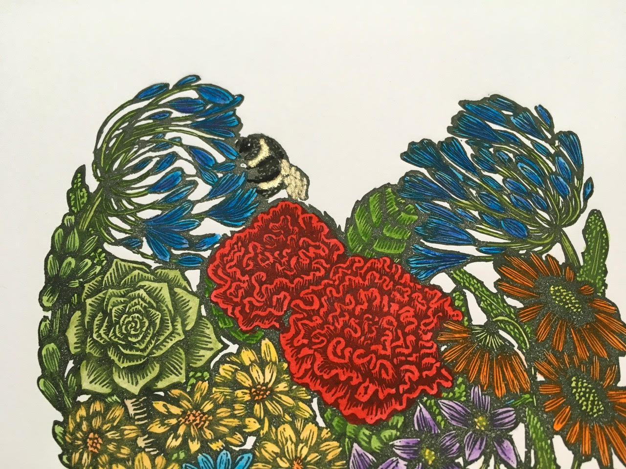 My Heart Blooms, Original Linocu