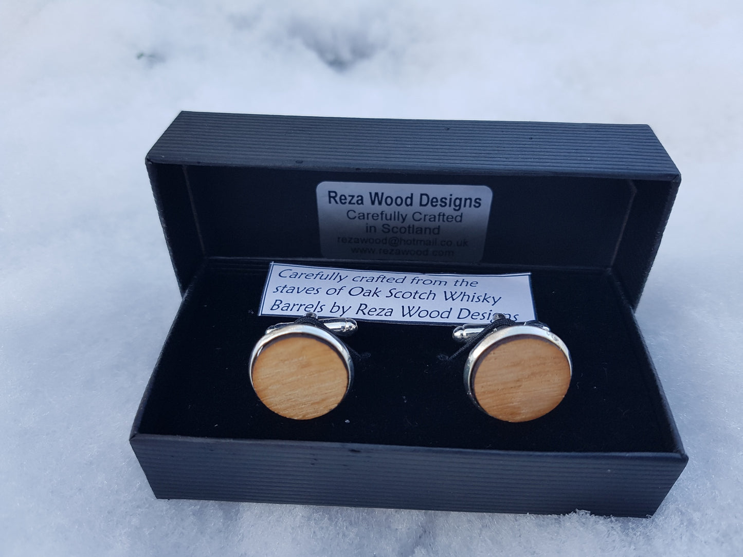 Whisky Barrel Cufflinks (Silver Plating, Oak Sides)