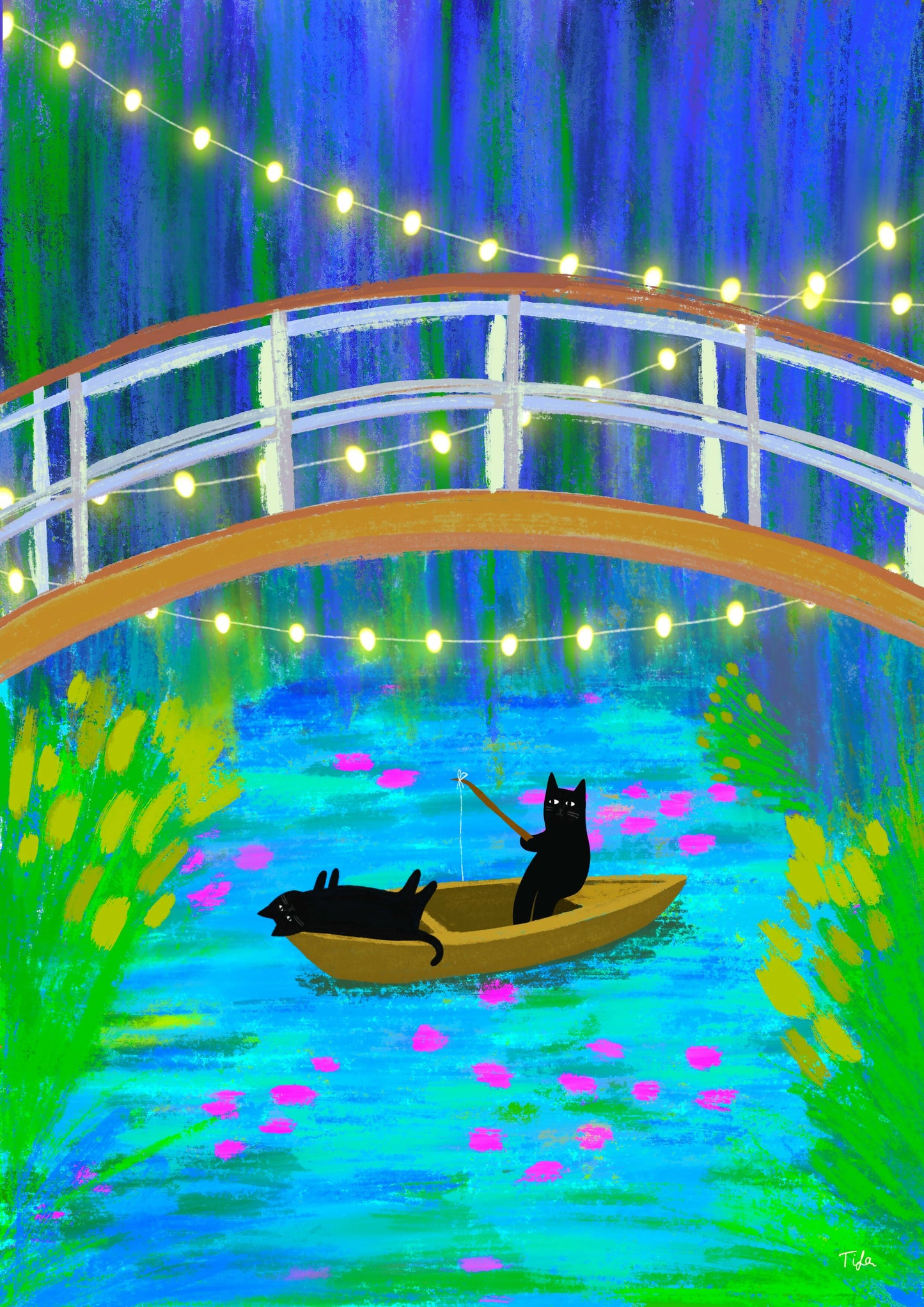 Cats Fishing print