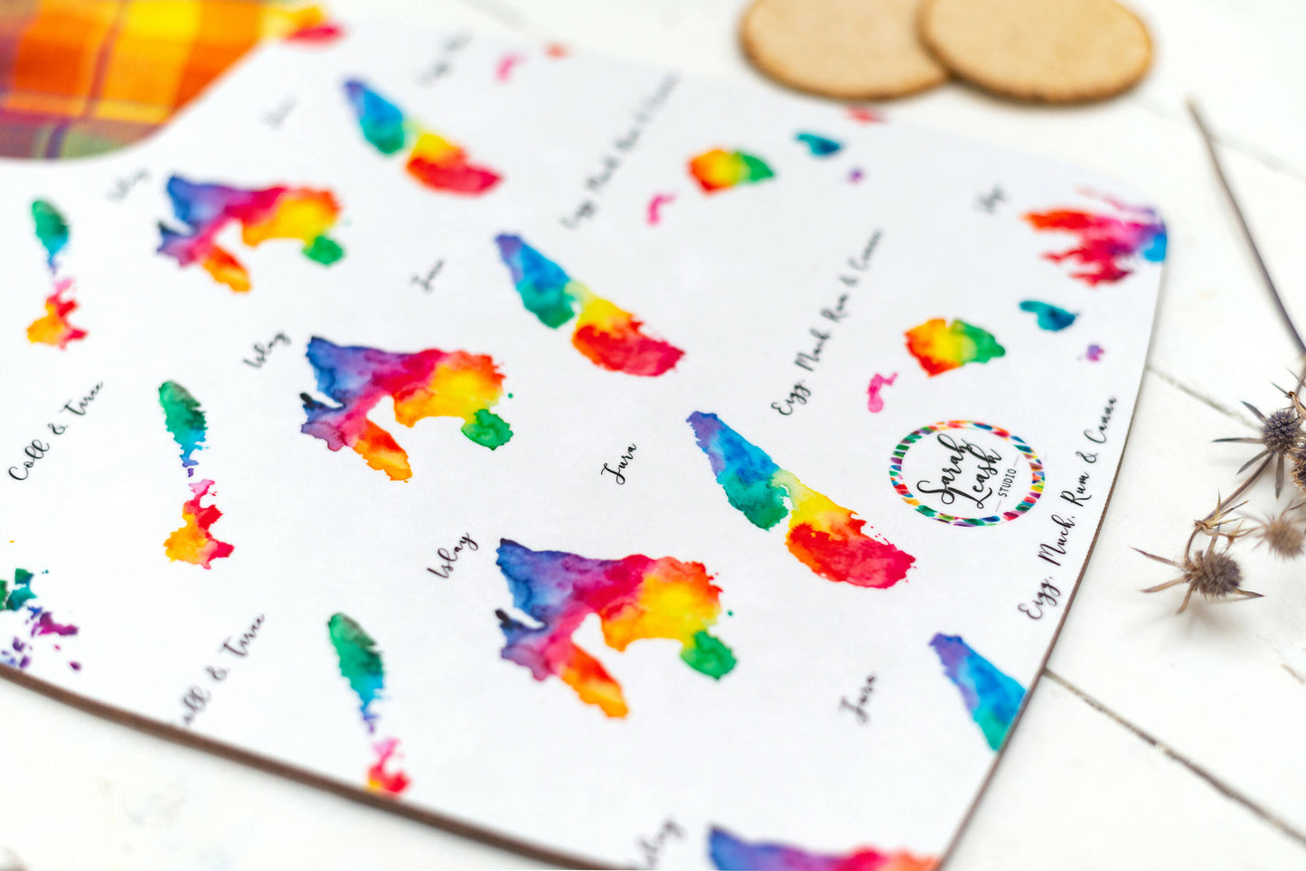 Scottish Isles Watercolour Map Chopping Board