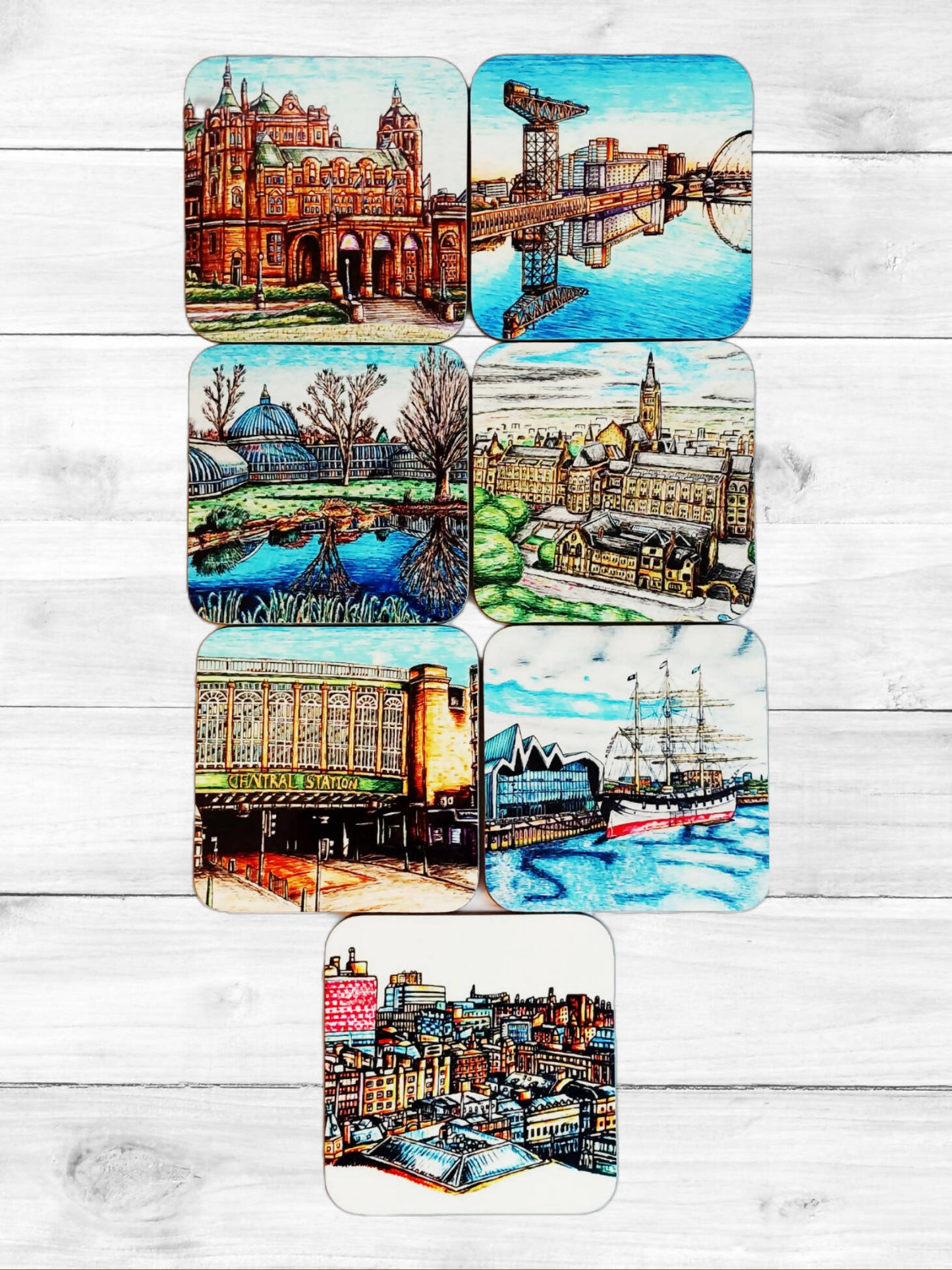 Handcrafted Glasgow Art Coasters