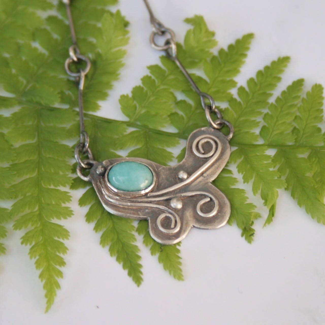 Sterling silver botanical necklace