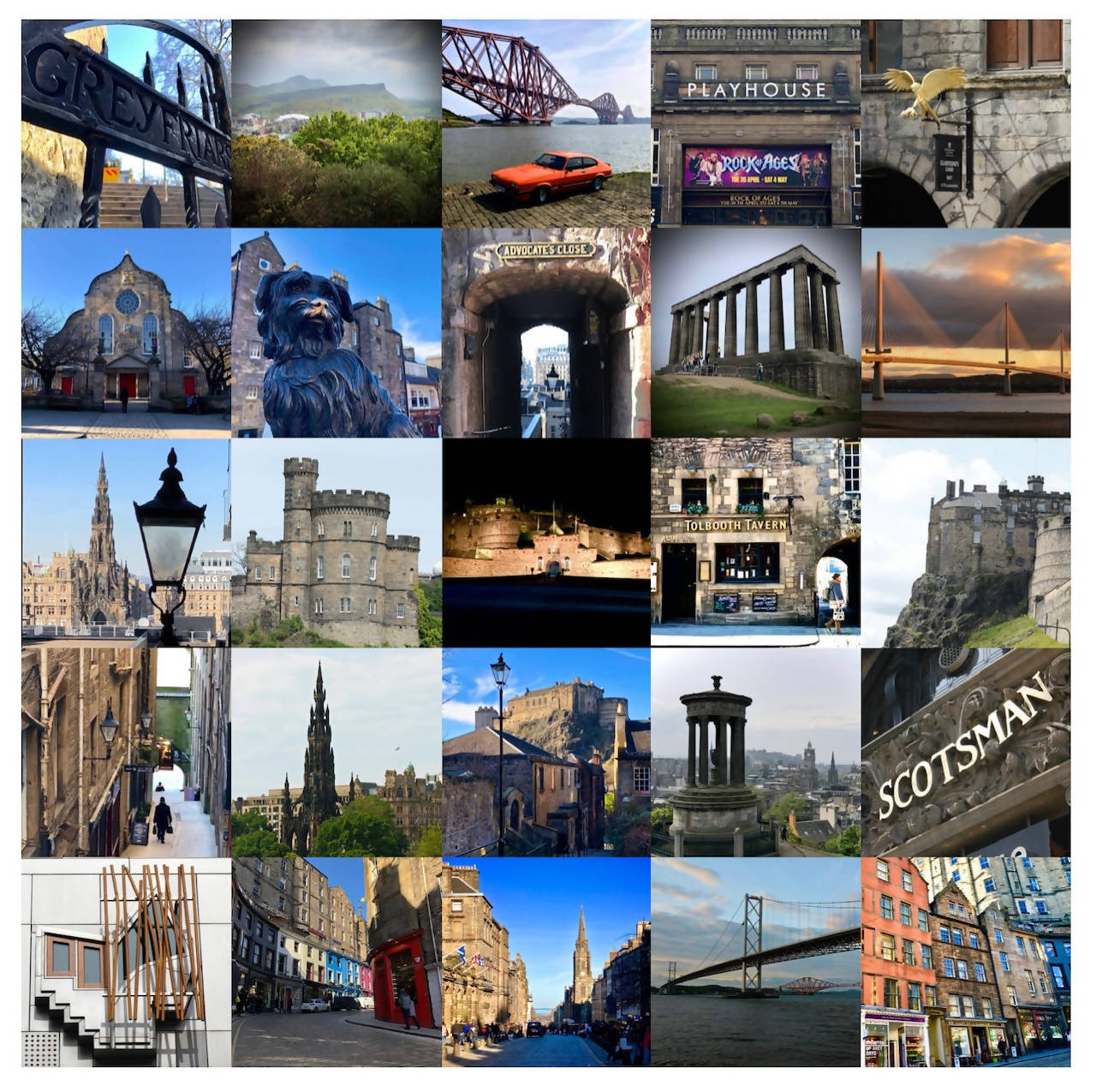 ‘Edinburgh Iconic’ (colour version) signed square print 30 x 30cm