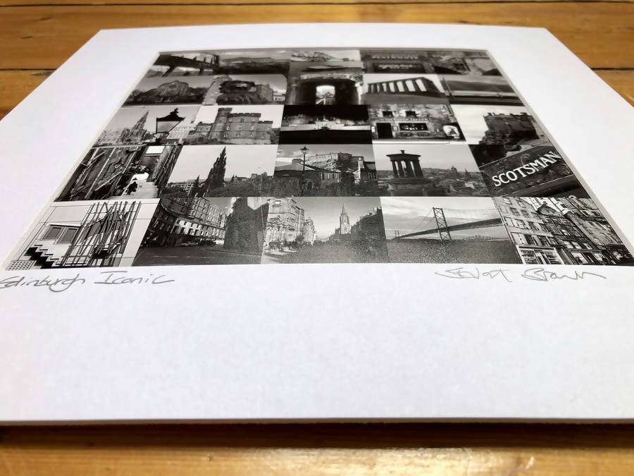 ‘Edinburgh Iconic’ signed square mounted print 30 x 30cm