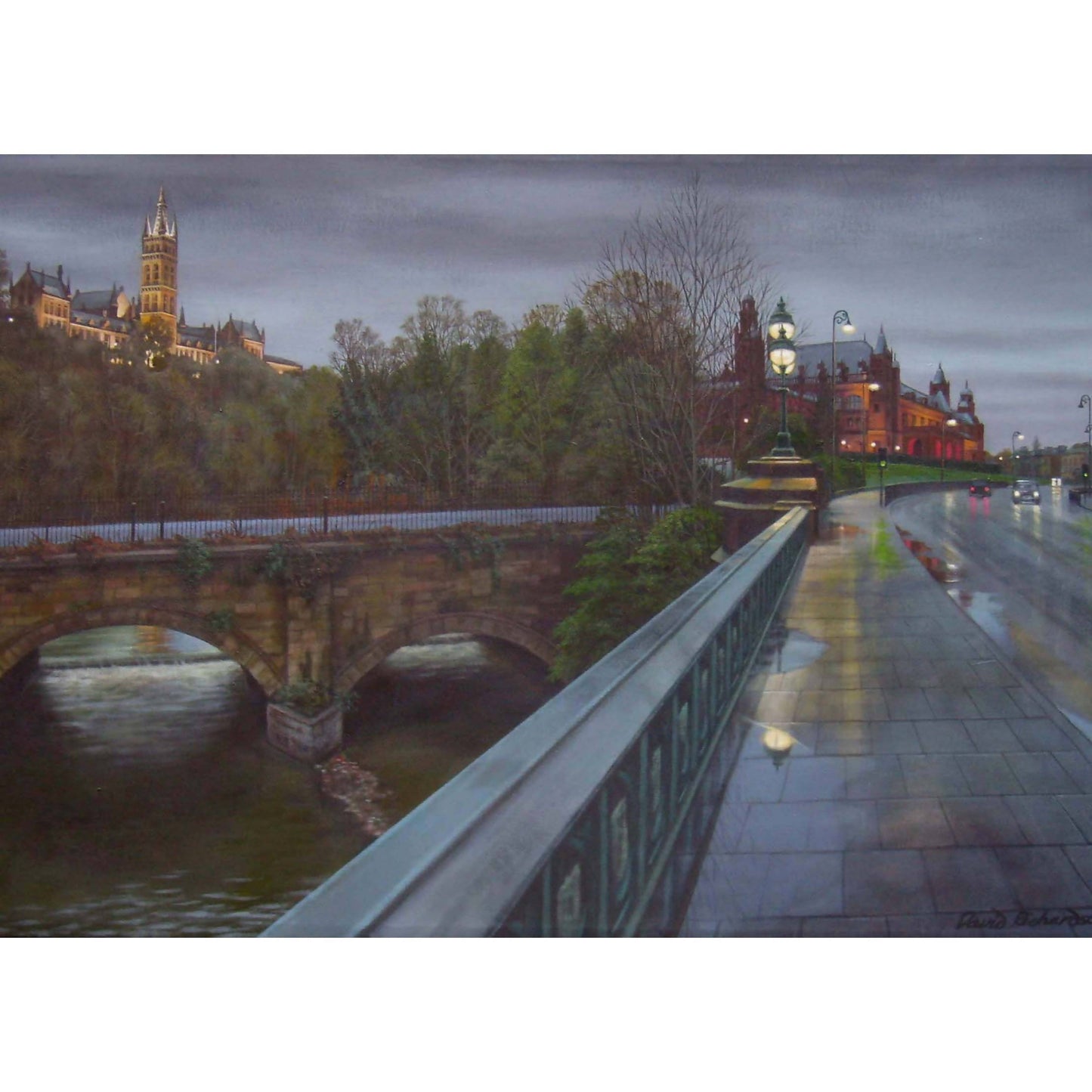 View from Partick Bridge, Glasgow. Art Print.