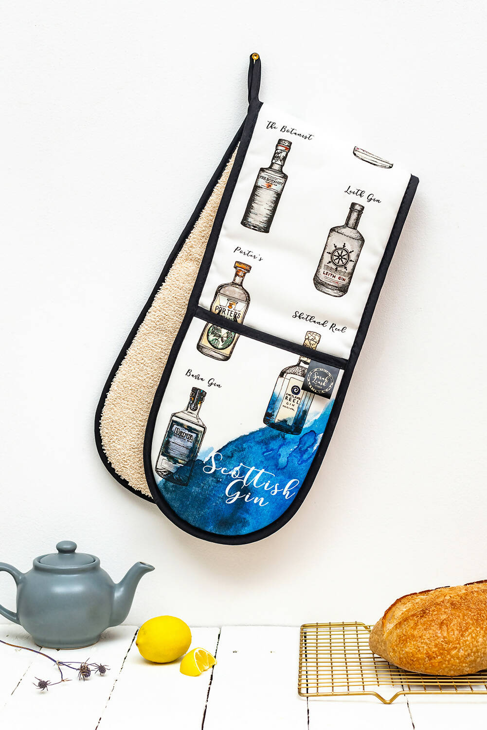 Scottish Gin Watercolour Oven Gloves