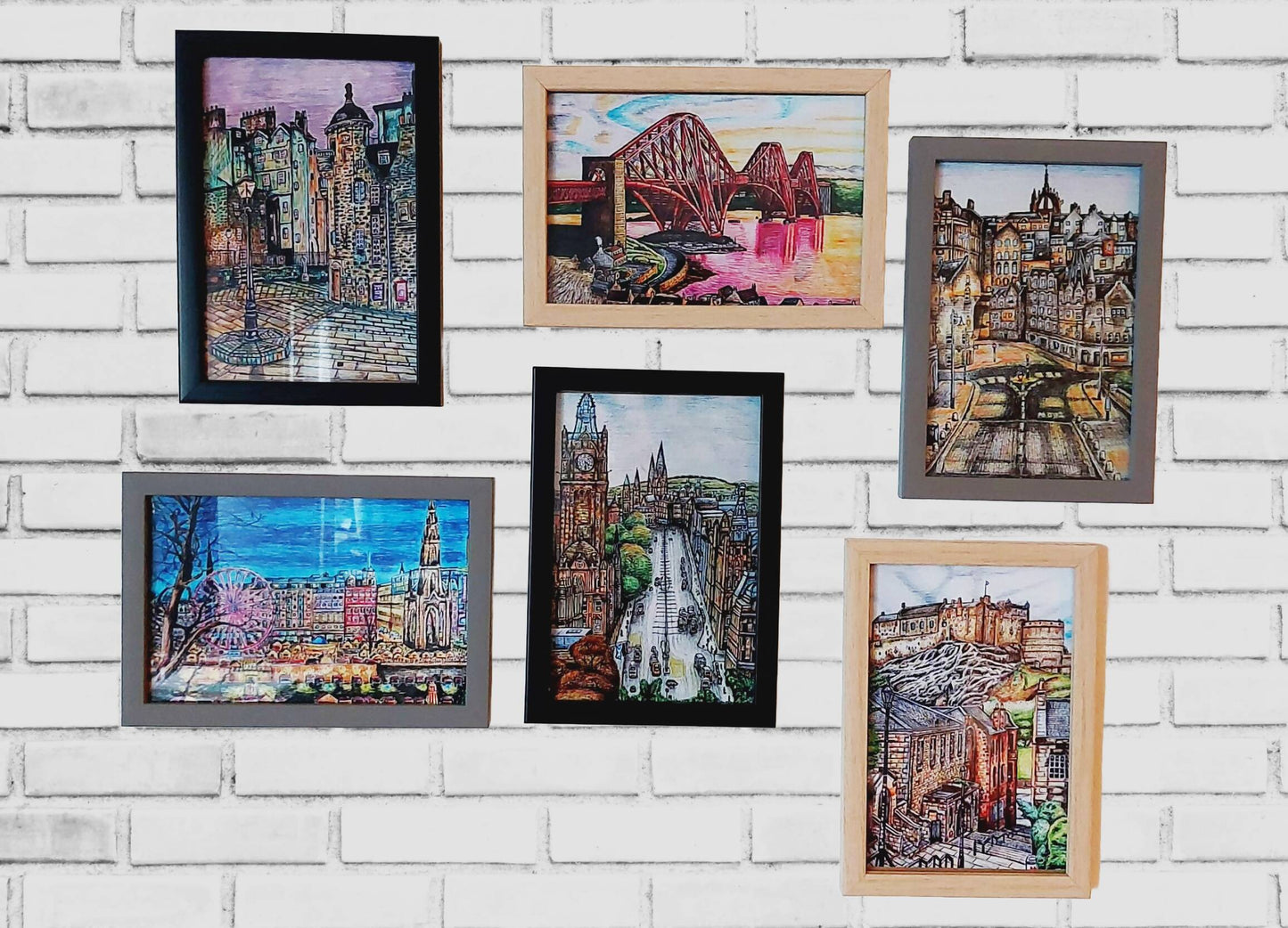 Edinburgh Framed postcard set of 6