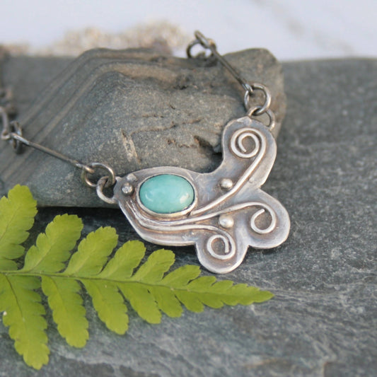 Sterling silver botanical necklace