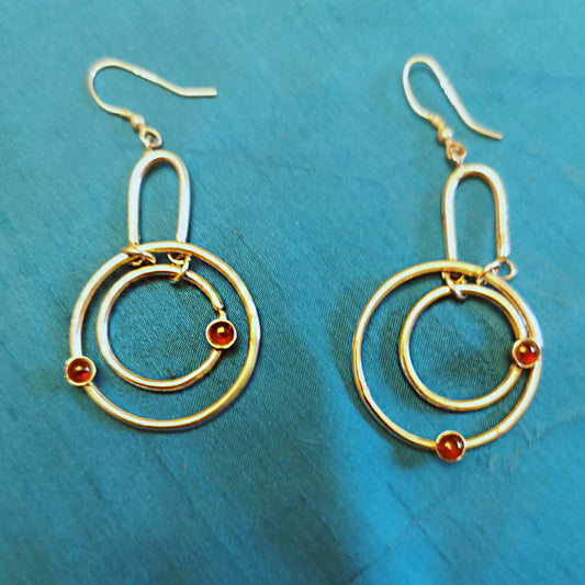 Hoop Earrings with Garnets