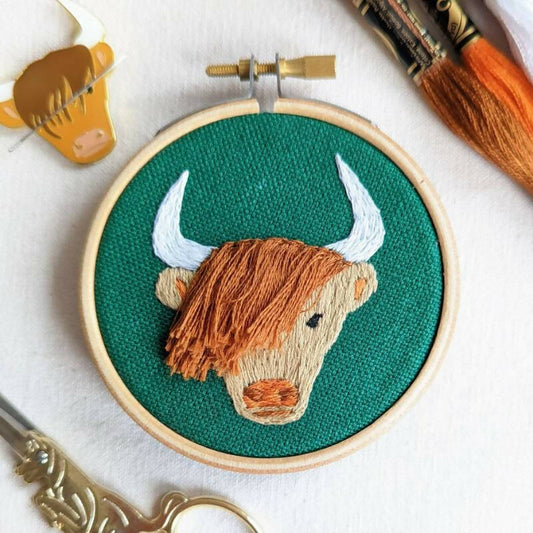 Highland Coo Embroidery Kit