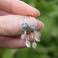 Moss agate and silver leaf earrings