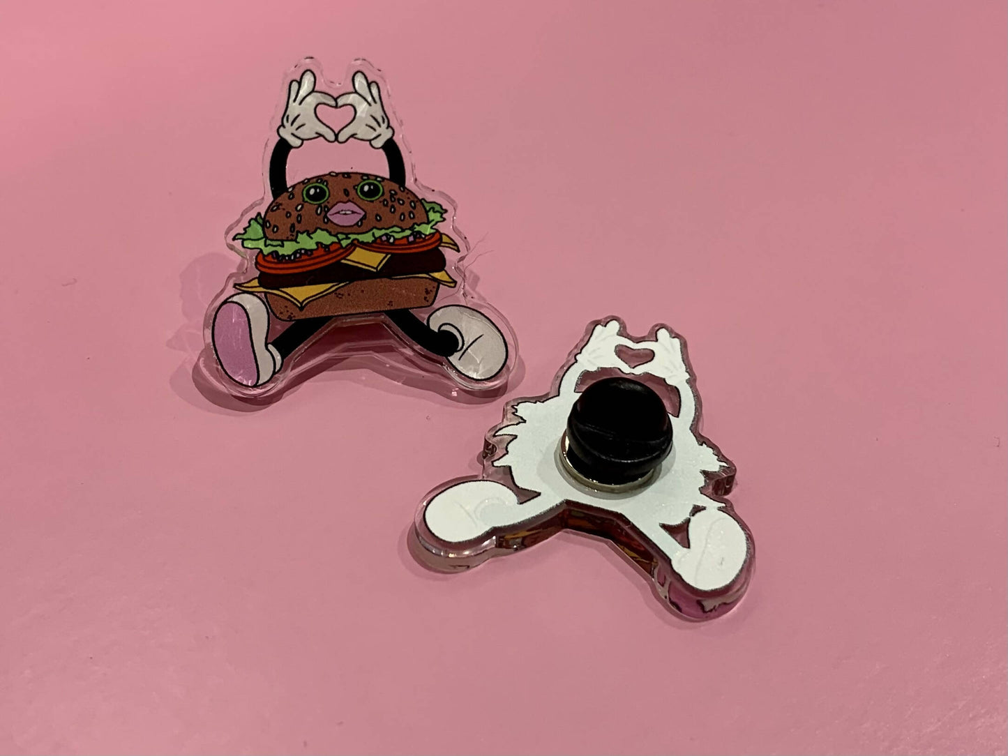 Bertha Burger Heart Acrylic Pin