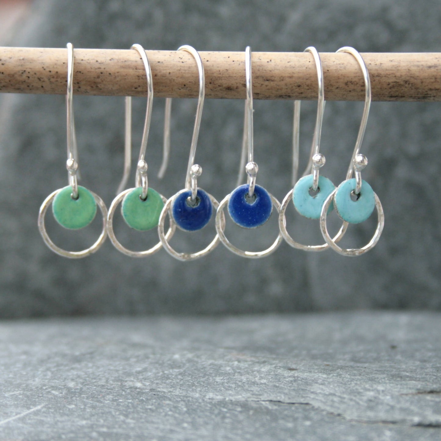 Silver and enamel earrings