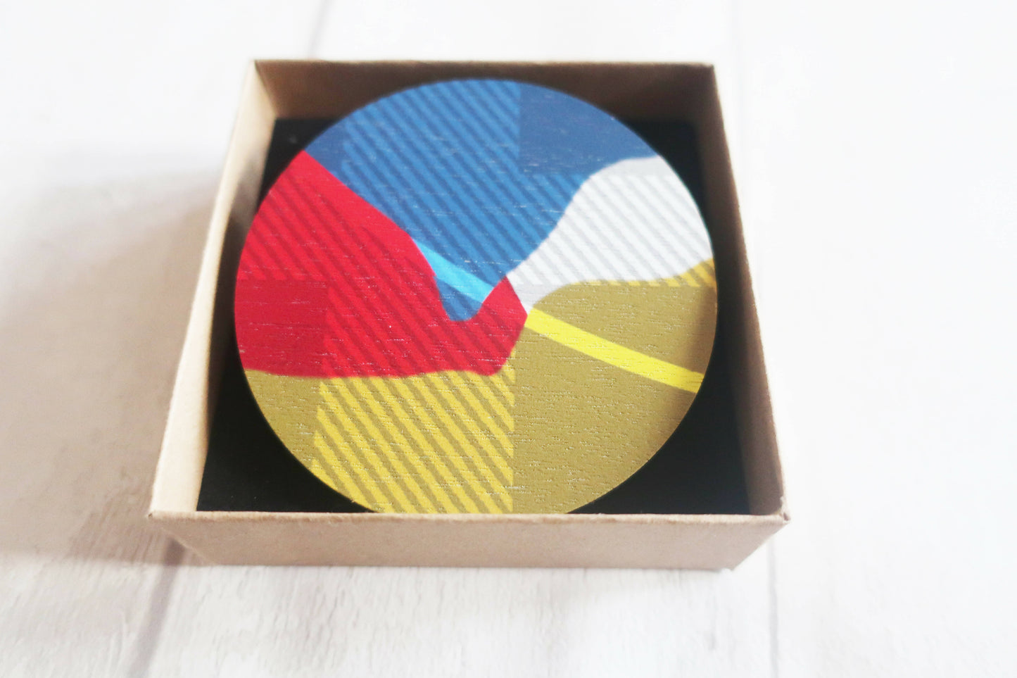 Large abstract statement brooch, colourful printed pin