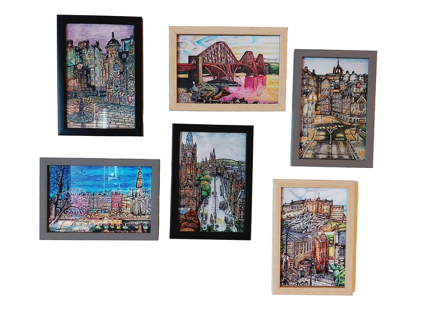 Edinburgh Framed postcard set of 6