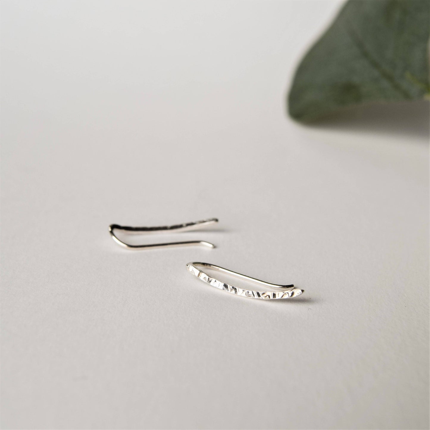 Silver Hammered Ear Climbers