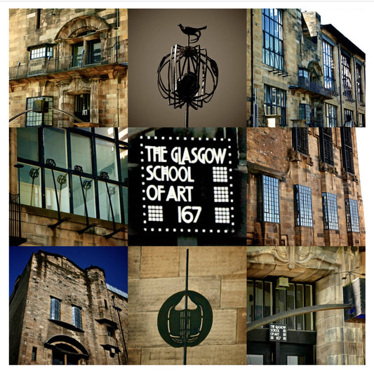 Glasgow School of Art, signed square mounted print 30 x 30cm