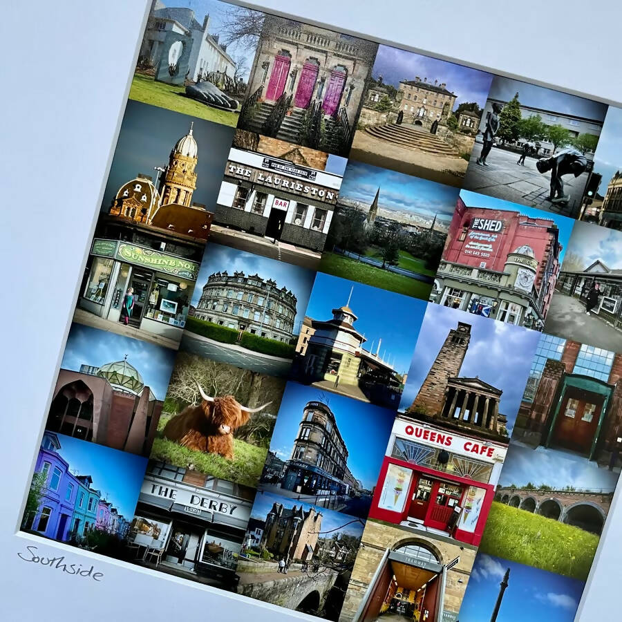 ‘Southside’ Glasgow signed square print 30 x 30cm