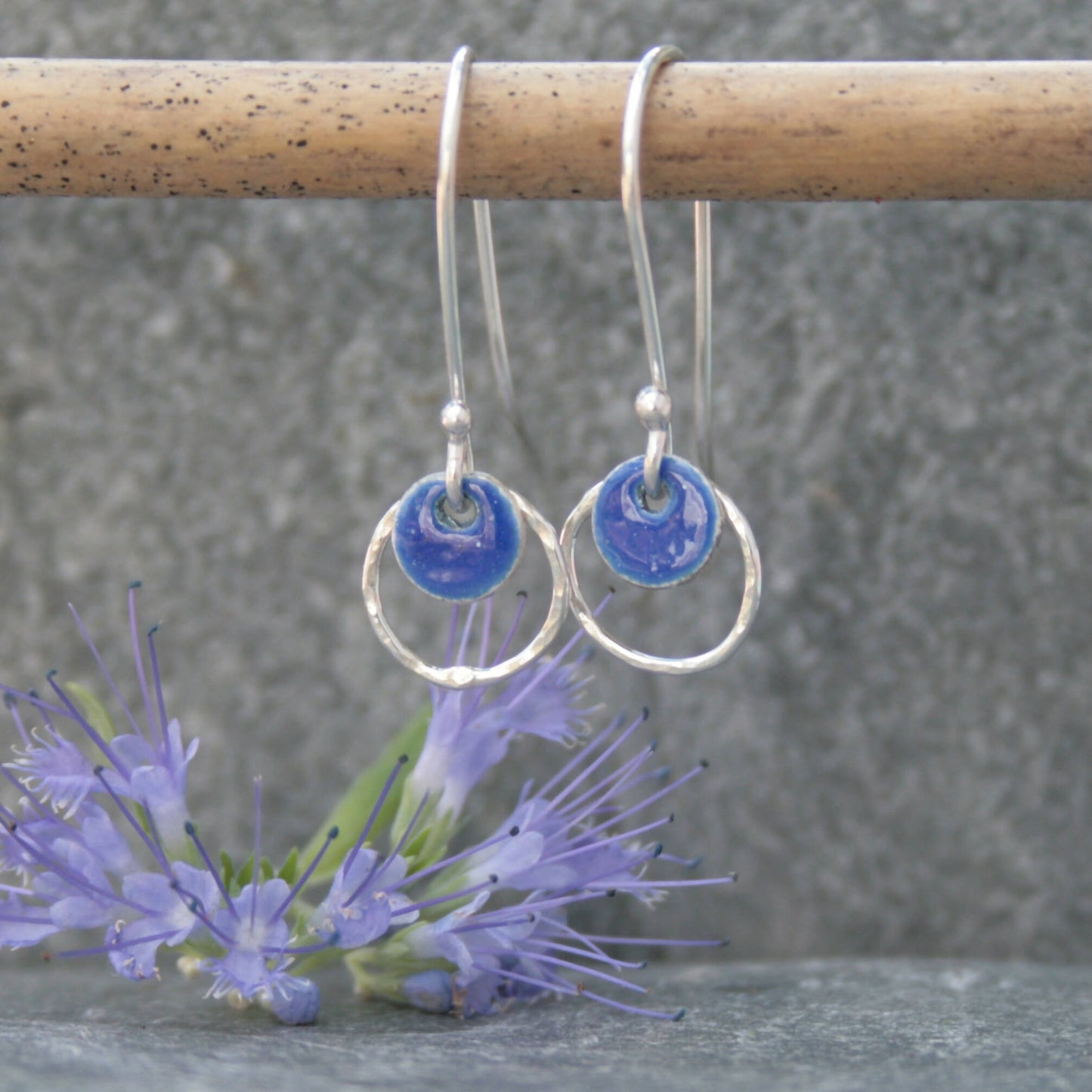 Silver and enamel earrings