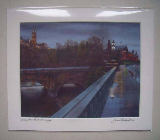 View from Partick Bridge, Glasgow. Art Print.