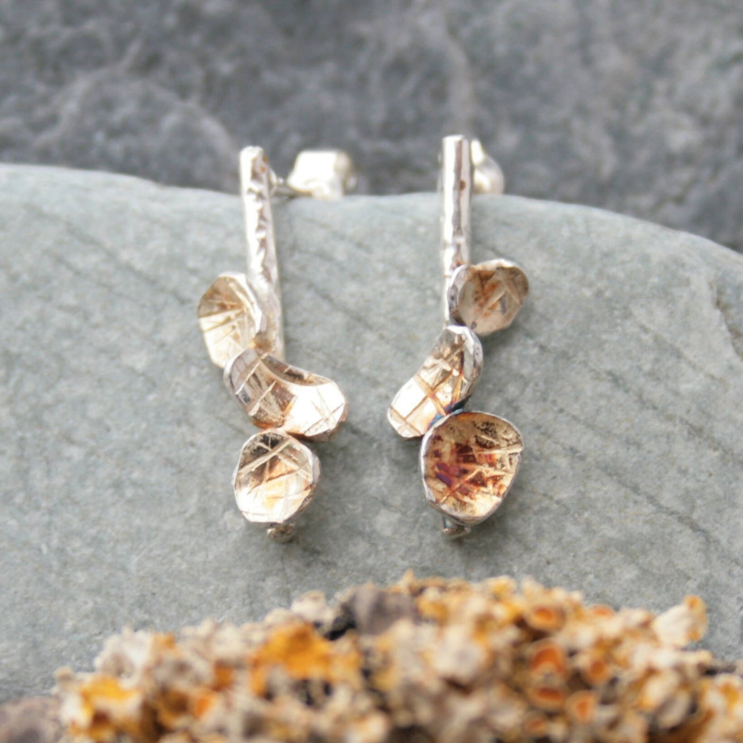 Sterling silver lichen earrings