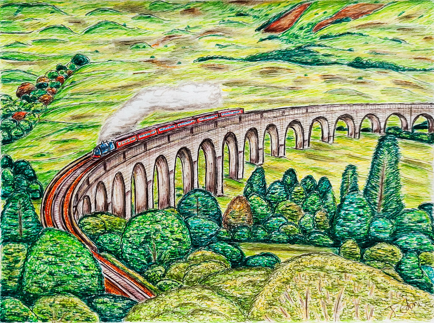 Flying Scotsman, Glefinnan Viaduct framed/ unframed art print