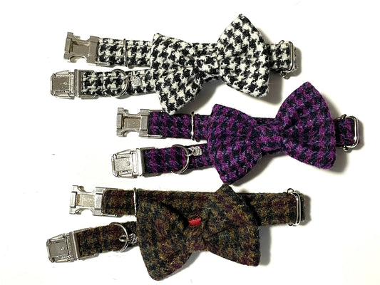Harris Tweed® Bow Tie Dog Collar - Houndstooths