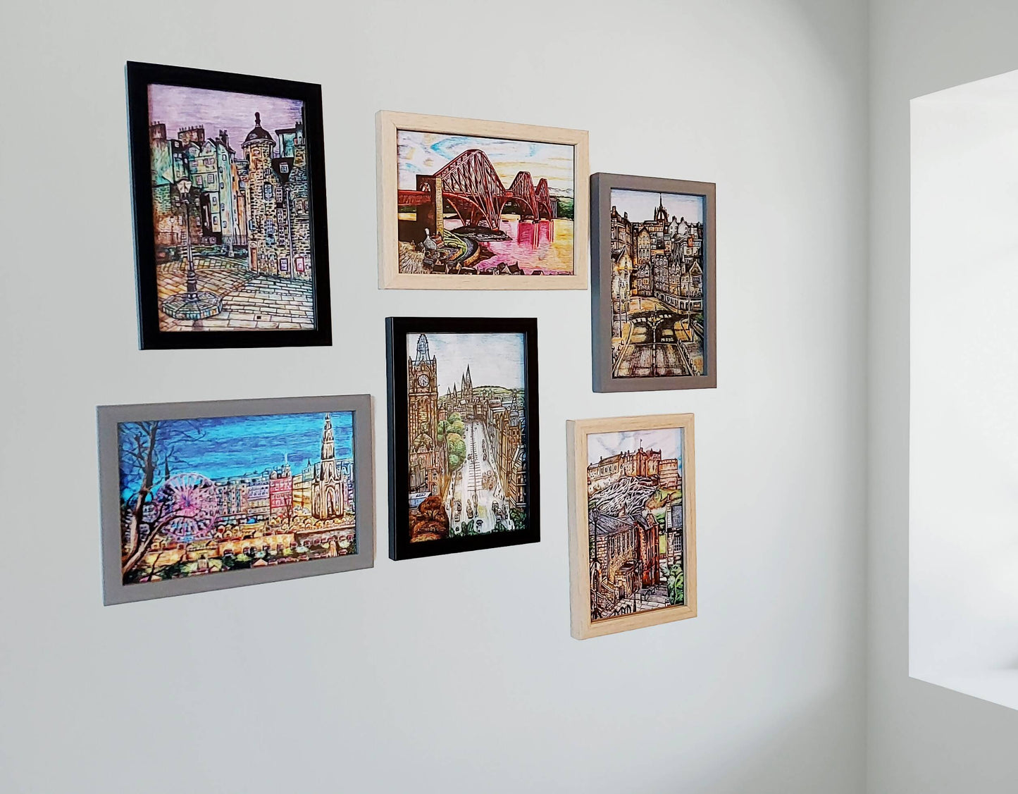 Edinburgh Framed postcard set of 6