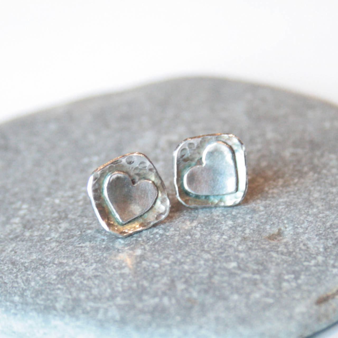 Sterling silver heart studs
