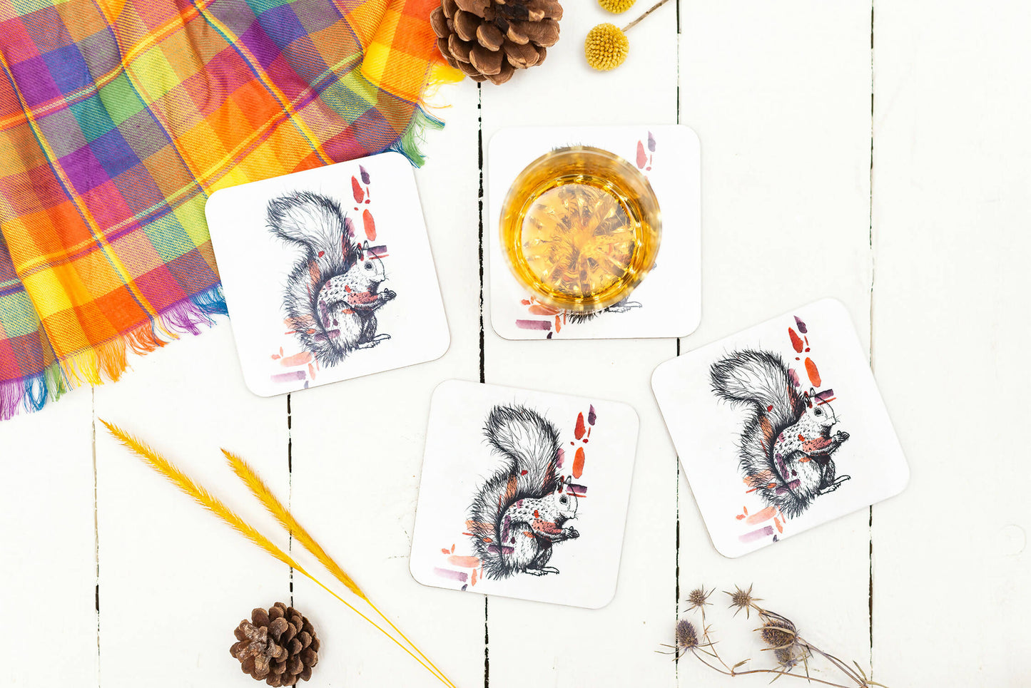 Scottish Animals Watercolour Coasters - Set of 4