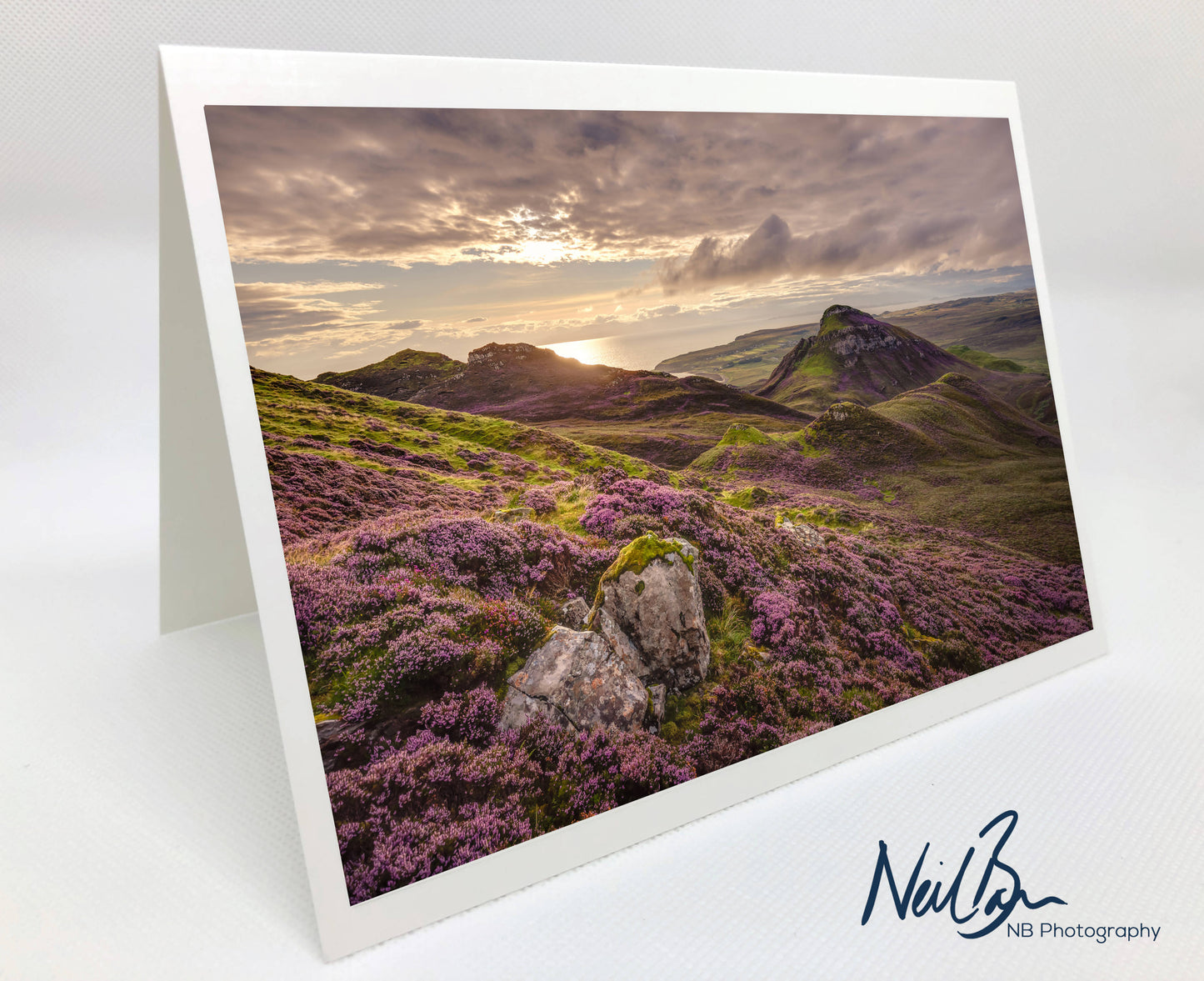 Purple Heather at Quiraing, Skye - Scotland Greeting Card - Blank Inside