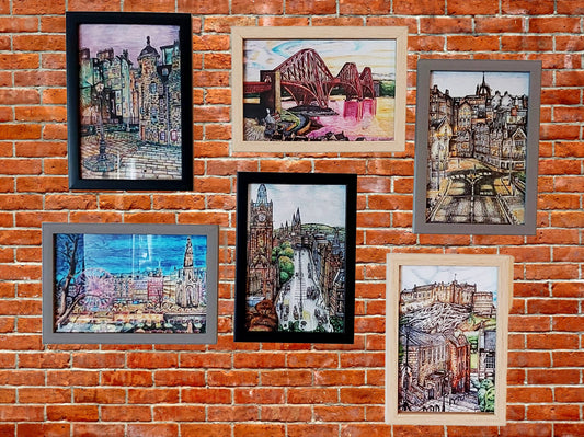 Edinburgh Framed postcard set of 6