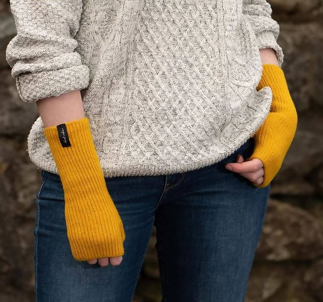 Unisex Ribbed Lambswool Wrist Warmers, 5 colours