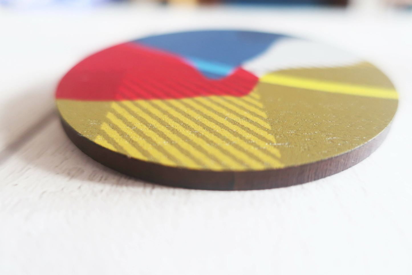 Large abstract statement brooch, colourful printed pin