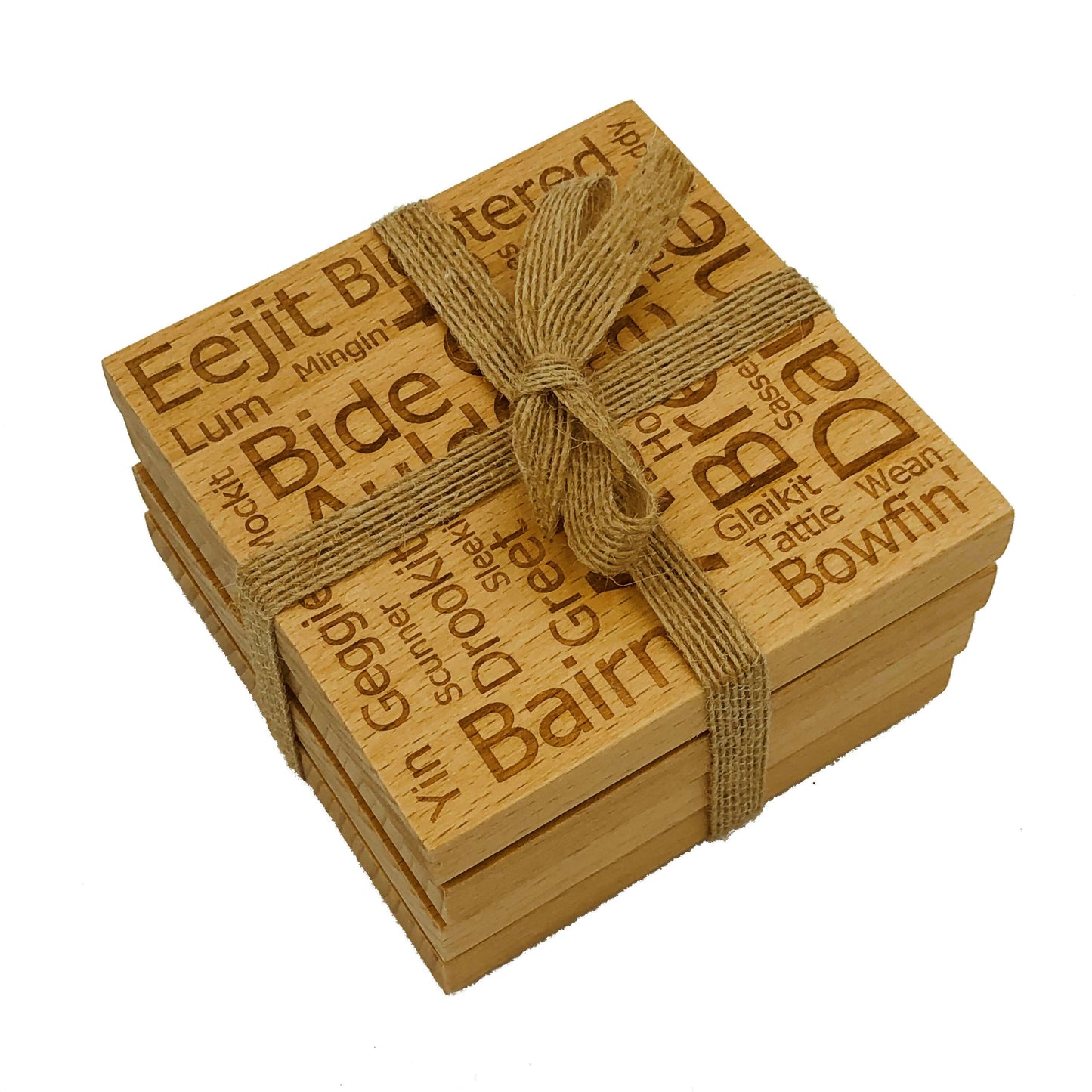 Wooden coasters - set of 4 - Scots and English