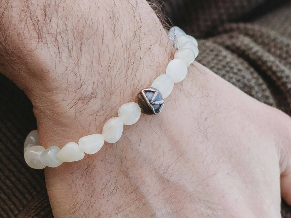 Berkano silver rune bracelet.